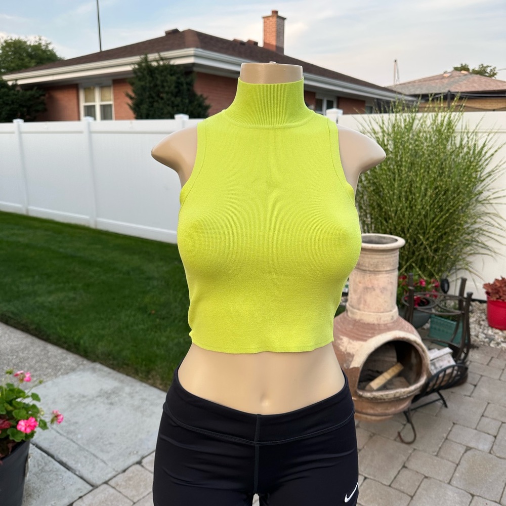 Zara lime green stretch tank sleeveless top size S